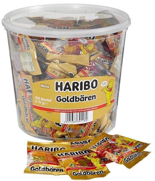 HARIBO Goldbären Minibeutel Fruchtgummi 1,0 kg, 100 St.