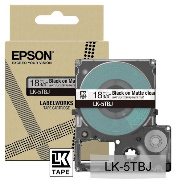 EPSON Schriftband LK LK-5TBJ C53S672066, 18 mm, schwarz auf transparent, 1 St.