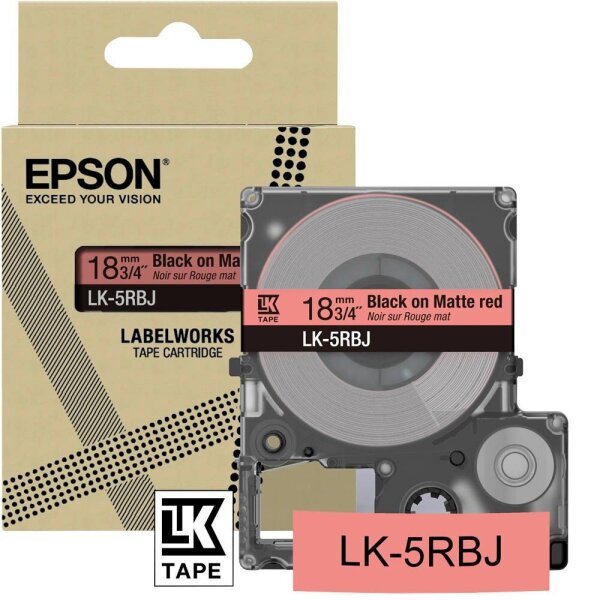 EPSON Schriftband LK LK-5RBJ C53S672072, 18 mm, schwarz auf rot, 1 St.