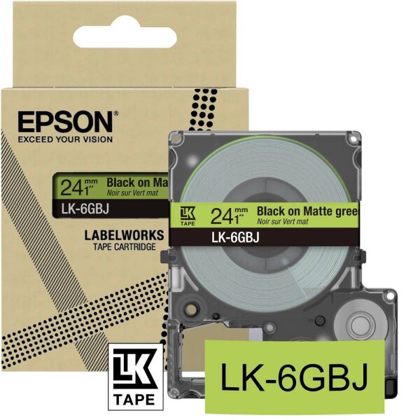 EPSON Schriftband LK LK-6GBJ C53S672079, 24 mm, schwarz auf grün, 1 St.