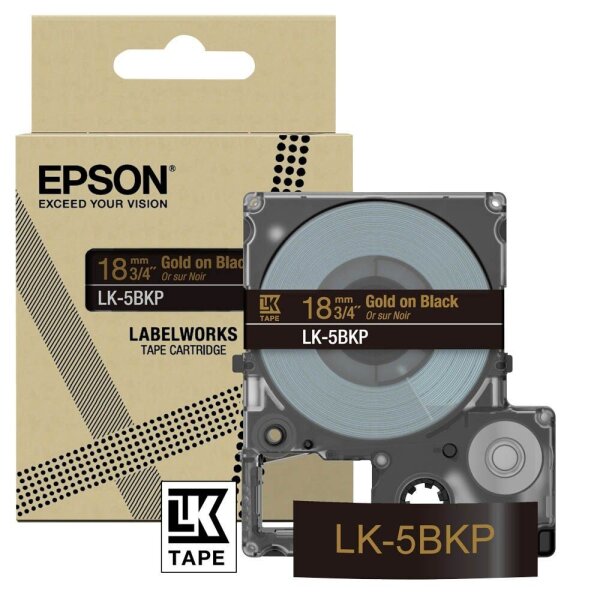 EPSON Schriftband LK LK-5BKP C53S672095, 18 mm, gold auf schwarz, 1 St.
