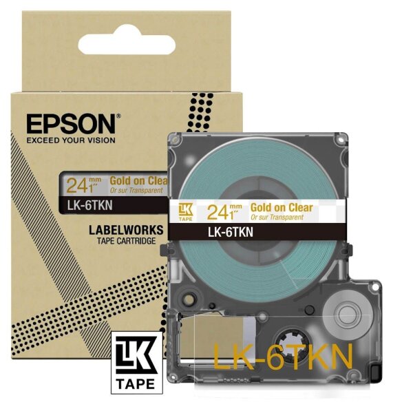 EPSON Schriftband LK LK-6TKN C53S672098, 24 mm, gold auf transparent, 1 St.