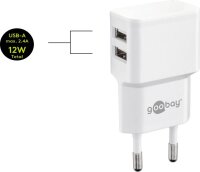 goobay Ladekabel mit Adapter weiß, Kabellänge: 1 m, 12 Watt