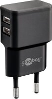 goobay Ladekabel mit Adapter schwarz, Kabellänge: 1,0 m, 12 Watt