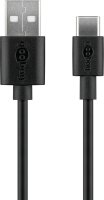 goobay Ladekabel mit Adapter schwarz, Kabellänge: 1,0 m, 12 Watt