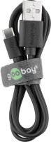 goobay Ladekabel mit Adapter schwarz, Kabellänge: 1,0 m, 12 Watt