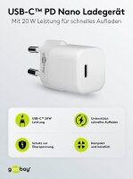 goobay Ladekabel mit Adapter weiß, Kabellänge: 1,0 m, 20 Watt