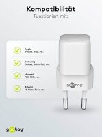goobay Ladekabel mit Adapter weiß, Kabellänge: 1,0 m, 20 Watt