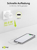goobay Ladekabel mit Adapter weiß, Kabellänge: 1,0 m, 20 Watt