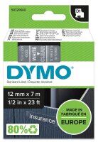 DYMO Schriftband D1 S0720600, 12 mm, weiß auf...