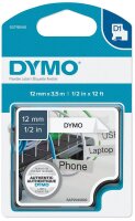 DYMO Schriftband D1 16957 S0718040, 12 mm, schwarz auf...