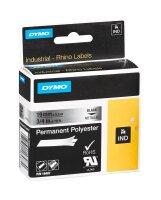 DYMO Schriftband RHINO  18487, 19 mm, schwarz auf silber,...