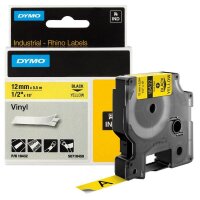 DYMO Schriftband RHINO  18432, 12 mm, schwarz auf gelb, 1...