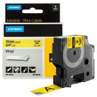 DYMO Schriftband RHINO  18433, 19 mm, schwarz auf gelb, 1...