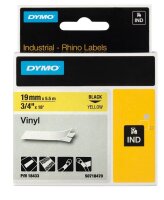 DYMO Schriftband RHINO  18433, 19 mm, schwarz auf gelb, 1...