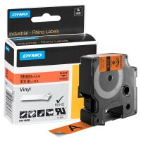 DYMO Schriftband RHINO  18436, 19 mm, schwarz auf orange,...