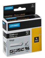 DYMO Schriftband RHINO  1805435, 12 mm, weiß auf...