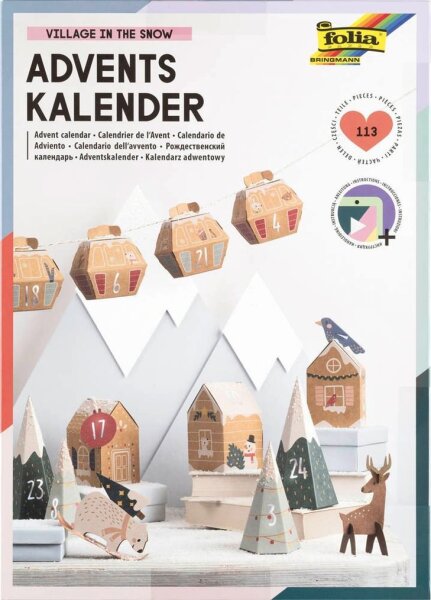 folia Adventskalender Bergdorf mehrfarbig