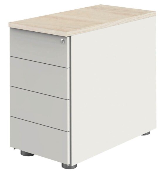 Kerkmann Form 1 Standcontainer weiß, ahorn 4 Auszüge ohne-Muldengriff weiß 42,0 x 80,0 x 72,0 - 76,0 cm