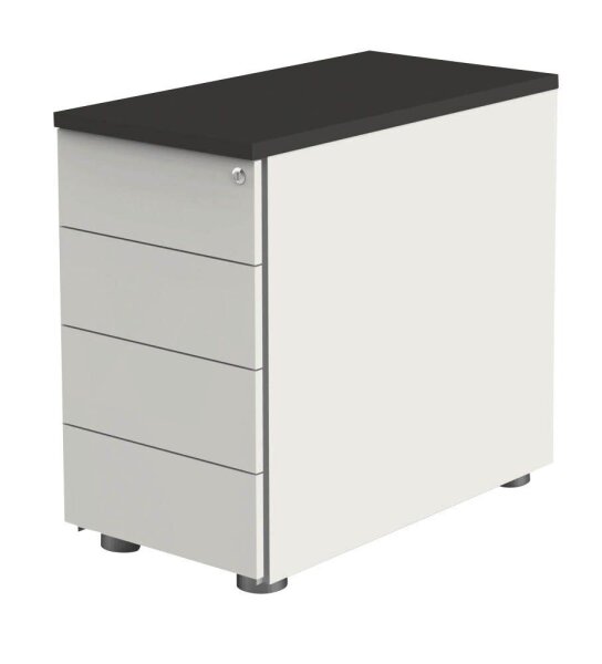 Kerkmann Form 1 Standcontainer weiß, anthrazit 4 Auszüge ohne-Muldengriff weiß 42,0 x 80,0 x 72,0 - 76,0 cm