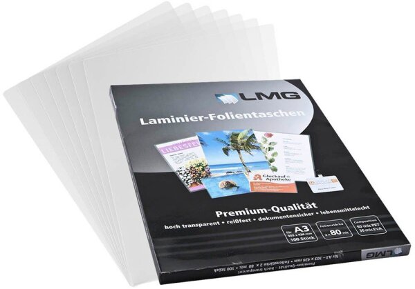 LMG Laminierfolien glänzend für A3 80 micron, 100 St.