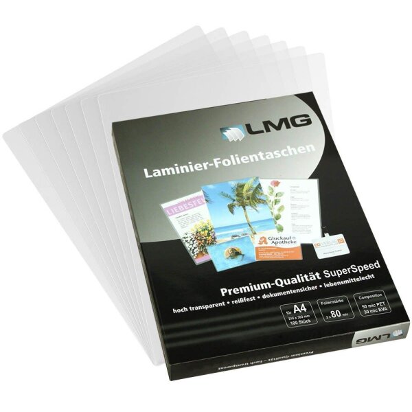 LMG Laminierfolien Fast-Foil glänzend für A4 125 micron, 100 St.