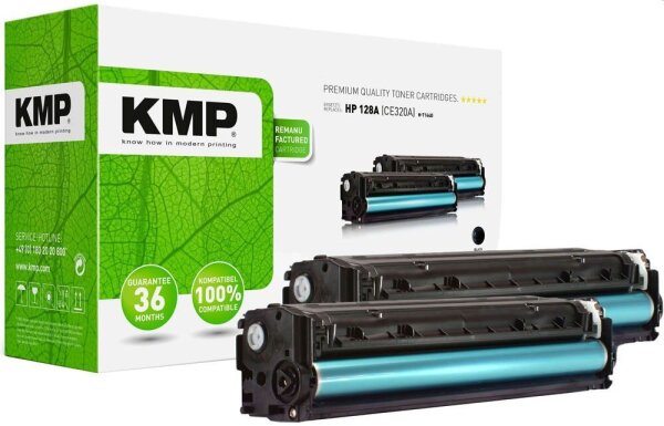 KMP H-T144D  schwarz Toner kompatibel zu HP 128A (CE320AD), 2er-Set