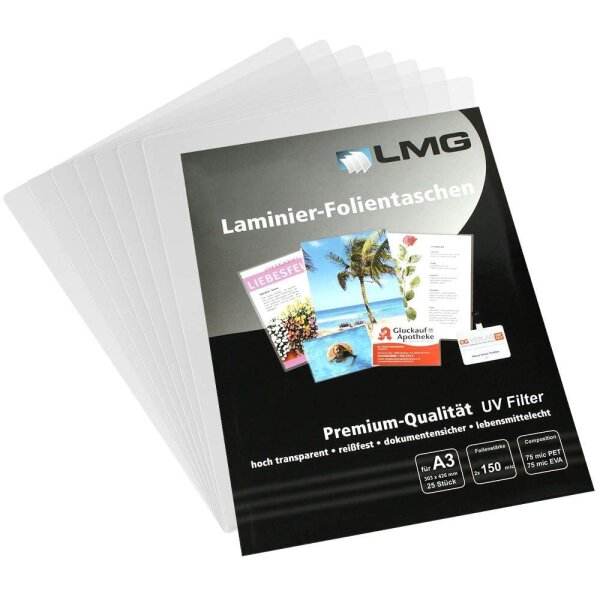 LMG Laminierfolien glänzend für A3 150 micron, 25 St.