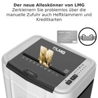 LMG AUTO120P4 Aktenvernichter mit Partikelschnitt P-4, 4 x 12 mm, bis 120 Blatt, weiß