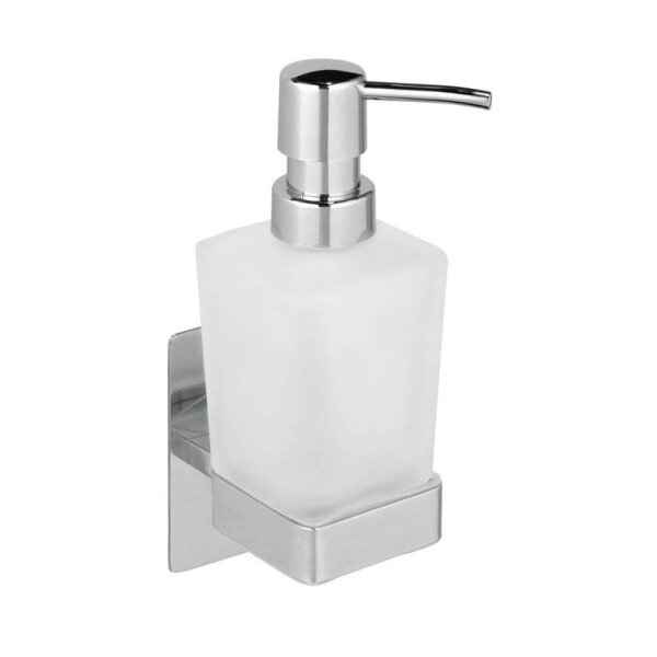 WENKO Seifenspender Genova 25404100 silber, glänzend Edelstahl, Glas 200,0 ml