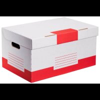 10 Cartonia Archivcontainer weiß/rot 54,8 x 36,4 x 26,8 cm