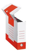 10 Cartonia Archivboxen weiß/rot 8,3 x 34,0 x 25,2 cm