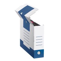 10 Cartonia Archivboxen weiß/blau 8,3 x 34,0 x 25,2 cm