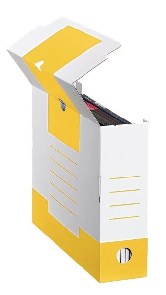 10 Cartonia Archivboxen weiß/gelb 8,3 x 34,0 x 25,2 cm
