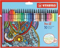 STABILO Pen 68 Filzstifte farbsortiert, 30 St.
