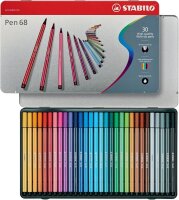 STABILO Pen 68 Filzstifte farbsortiert, 30 St.