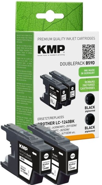 KMP B59D schwarz Druckerpatronen kompatibel zu brother LC1240BKBP2DR, 2er-Set