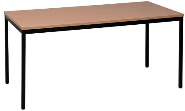 Gürkan Mehrzwecktisch buche rechteckig, Vierkantrohr schwarz, 160,0 x 80,0 x 75,0 cm