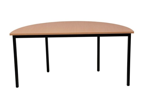 Gürkan Mehrzwecktisch buche halbrund, Vierkantrohr schwarz, 160,0 x 80,0 x 75,0 cm