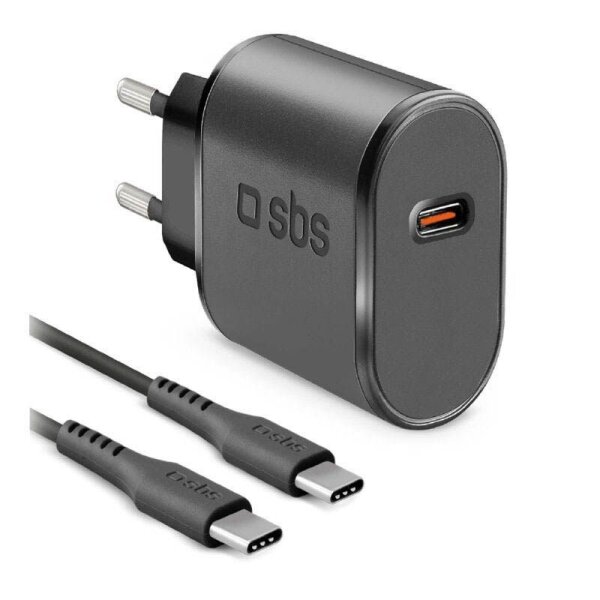 sbs Ladekabel mit Adapter schwarz, Kabellänge: 1,0 m, 15 Watt
