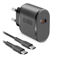 sbs Ladekabel mit Adapter schwarz, Kabellänge: 1,0...