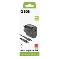 sbs Ladekabel mit Adapter schwarz, Kabellänge: 1,0...