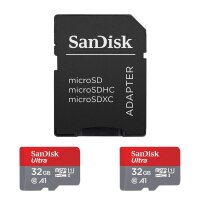 SanDisk Speicherkarten microSDHC Ultra, 32 GB, 2 St.