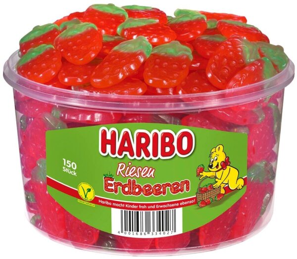 HARIBO RIESEN ERDBEEREN Fruchtgummi 150 St./1350,0 g, 150 St.