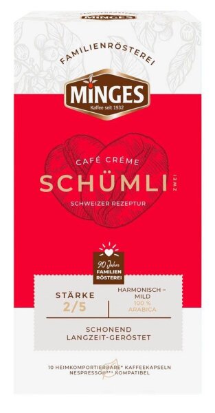 MINGES Café Créme Schümli 2 Kaffeekapseln Arabicabohnen mild 52 g
