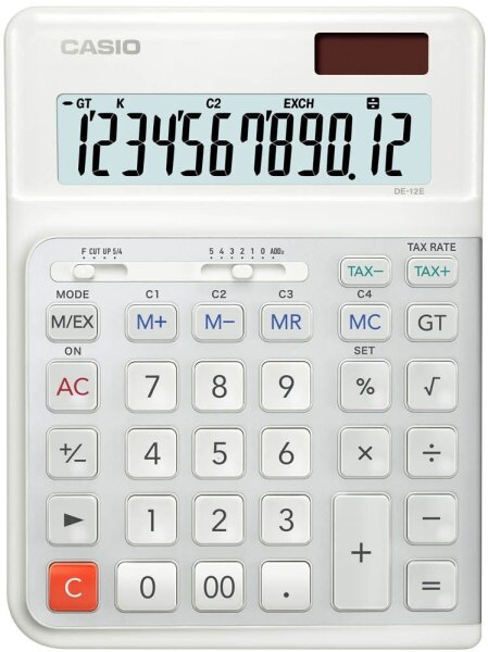 CASIO DE-12E-WE Tischrechner weiß
