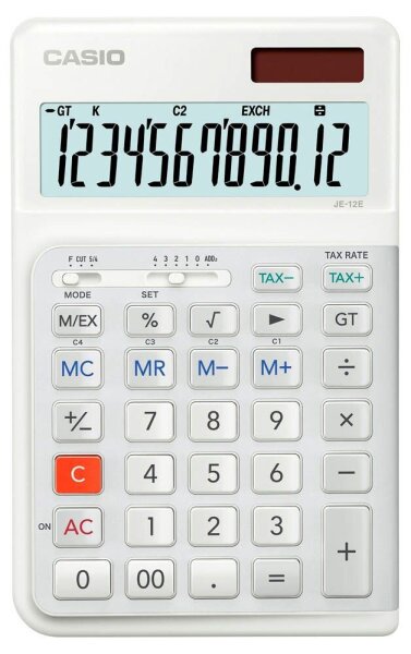 CASIO JE-12E-WE Tischrechner weiß