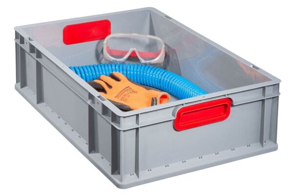 Allit ProfiPlus Eurobox grau, rot 40,0 x 60,0 x 17,0 cm, 1 St.