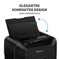 Fellowes AutoMax 90M Aktenvernichter mit Partikelschnitt P-4, 4 x 12 mm, bis 90 Blatt, schwarz