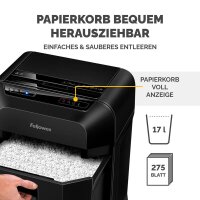 Fellowes AutoMax 90M Aktenvernichter mit Partikelschnitt P-4, 4 x 12 mm, bis 90 Blatt, schwarz